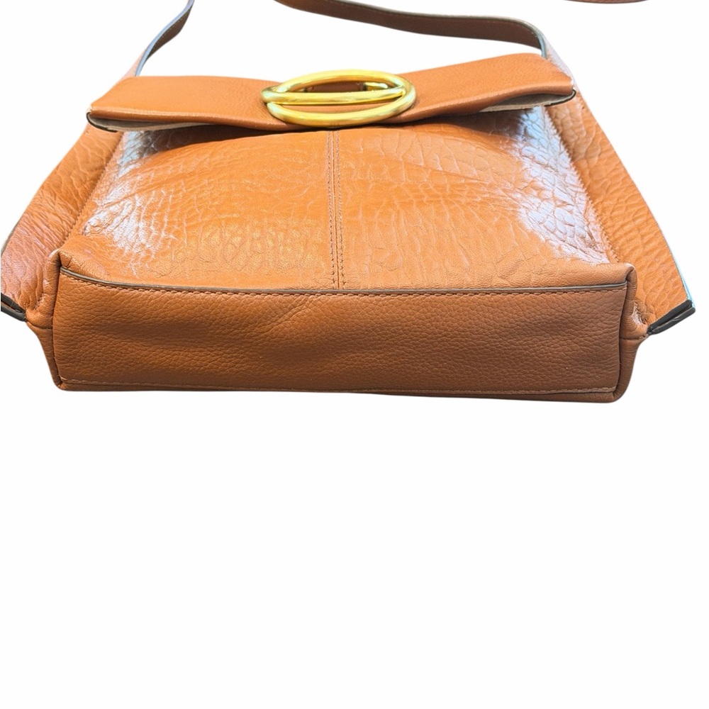 Vince Camuto Leather Crossbody Bag Medium Cognac Gold Hardware Shoulder Purse - Picture 5 of 9